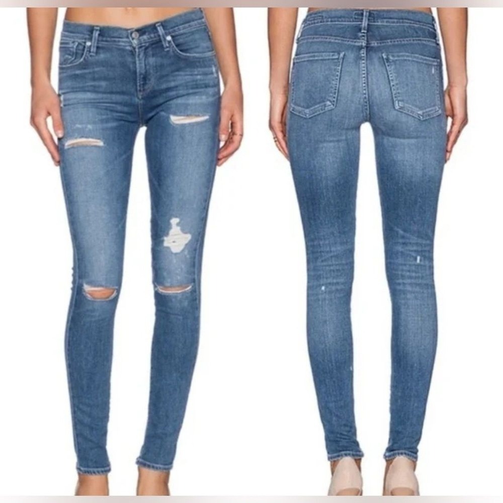 AGOLDE Sophie High Rise Distressed Denim Jeans 26 Blue Ankle Skinny Streetwear